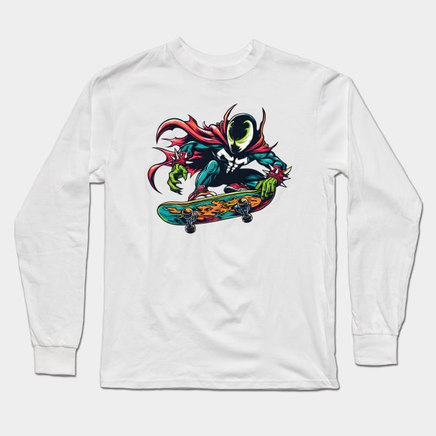 Revel in Rebellion: Whimsical Anti-Hero Skateboard Art Prints for an Edgy and Modern Ride! Long Sleeve T-Shirt by insaneLEDP